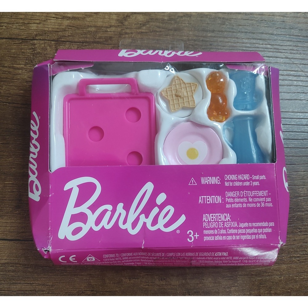 Barbie Breakfast In Bed Food Accessory Set Tray Waffle Honey Plate Pitcher Glass